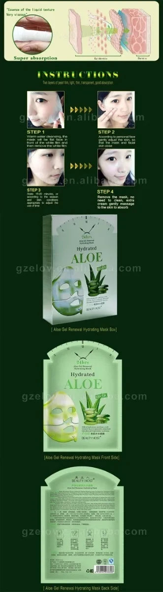 Mascarilla Facial Hidratante Aloe x10